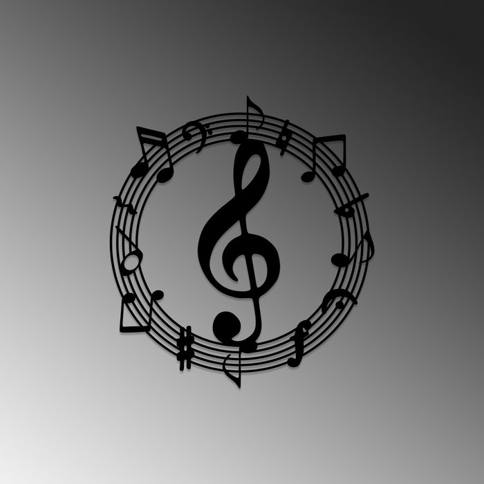 Wallity Musical 2 Escultura de Pared Negra de Metal